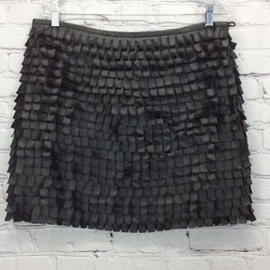 MSSP Max Studio Specialty Products Tiered Mini Skirt Size 12 Black Vegan Leather